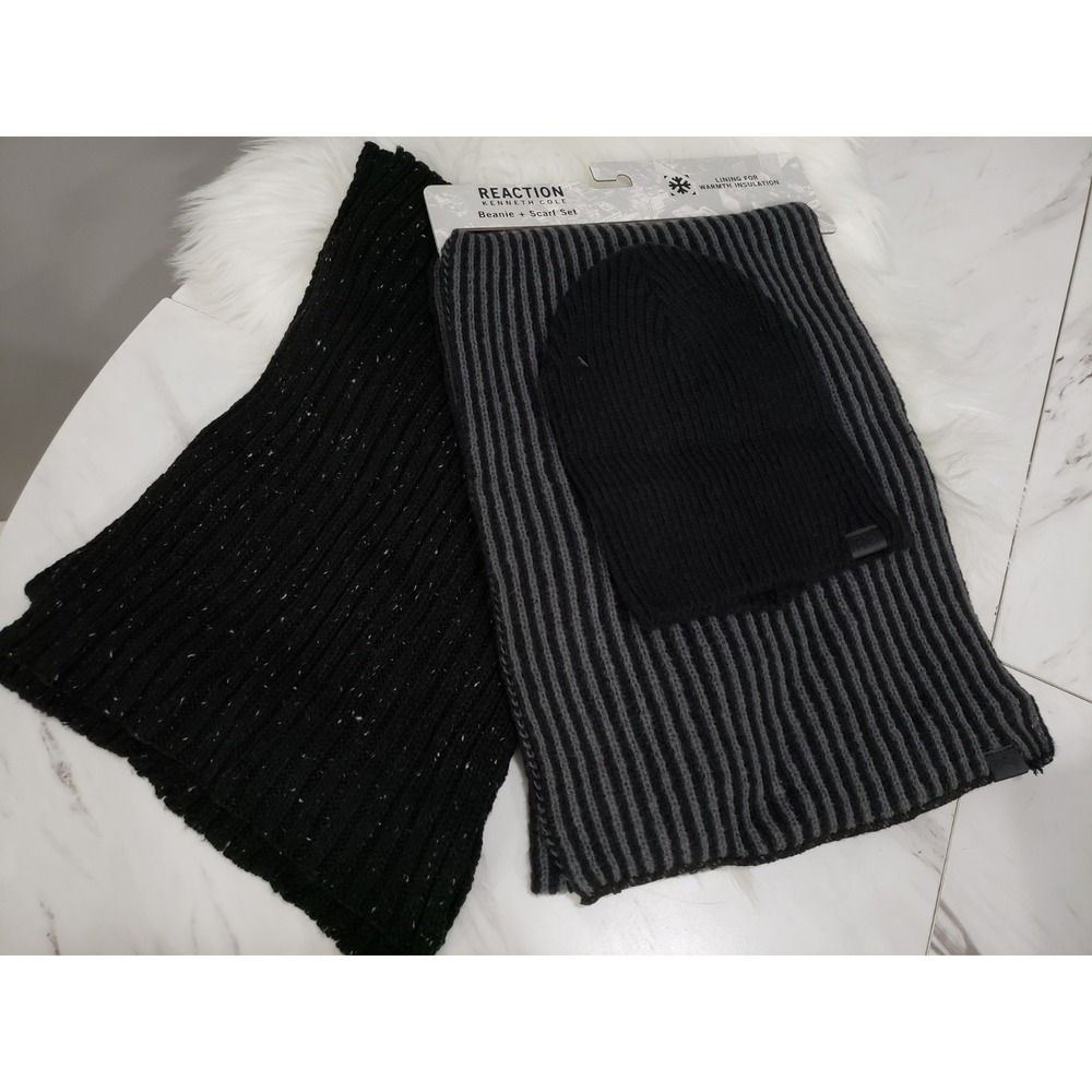 LOT Kenneth Cole Reaction Men's 2 Pc‎  Scarf & Beanie Set Hat